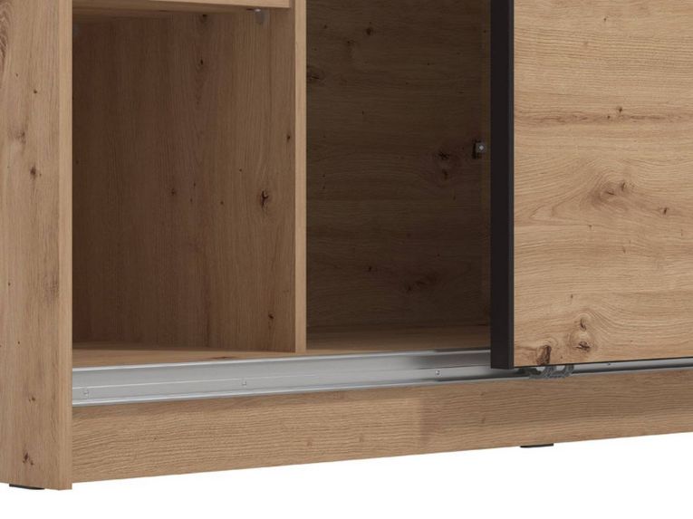 Guardaroba Grande Marrone Rovere Nodi Trasparente Appendiabiti 8 Ripiani 236.5x210h cm, Apertura Scorrevole - Sorgono