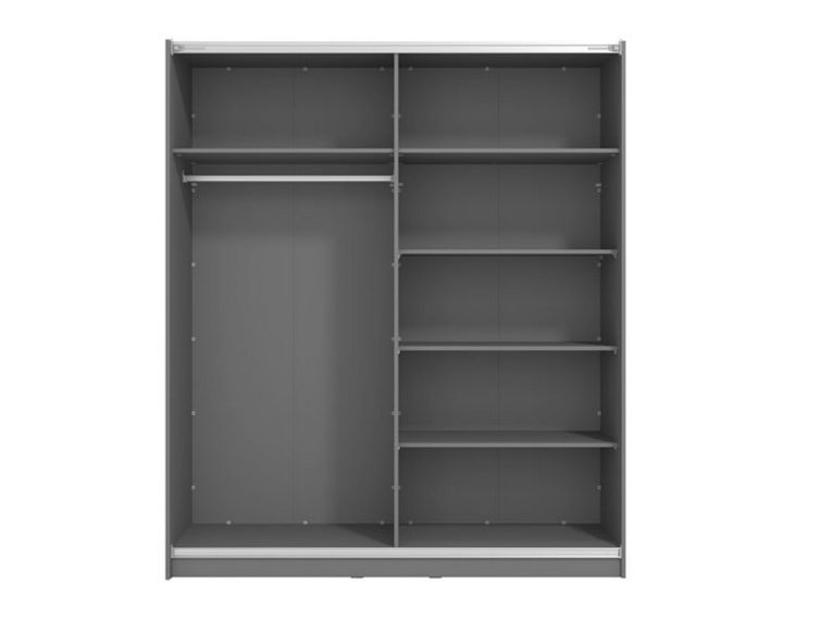 Guardaroba Grande Nero Antracite 5 Ripiani Appendiabiti 179x210h cm, 2 Ante - Cerchio