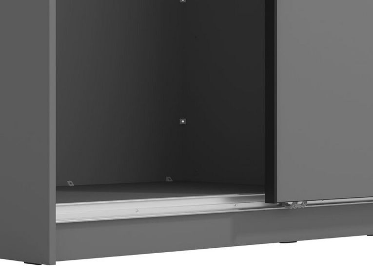 Guardaroba Grande Nero Antracite 5 Ripiani Appendiabiti 179x210h cm, 2 Ante - Cerchio
