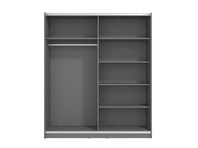 Guardaroba Grande Nero Antracite 5 Ripiani Appendiabiti 179x210h cm, 2 Ante - Verzino