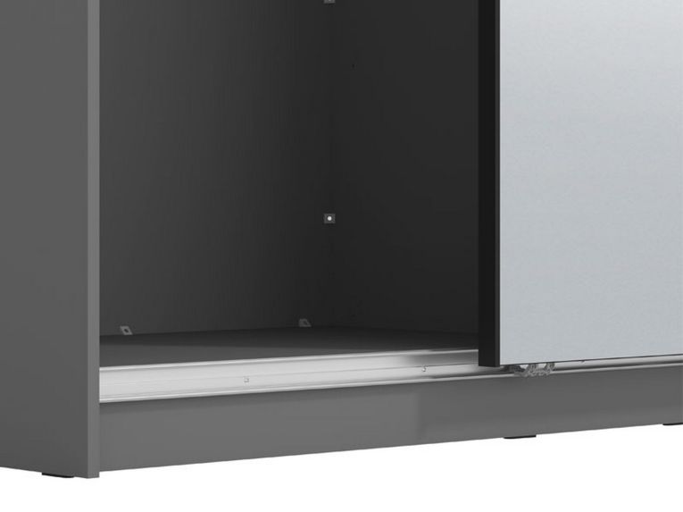 Guardaroba Grande Nero Antracite 5 Ripiani Appendiabiti 179x210h cm, 2 Ante - Verzino
