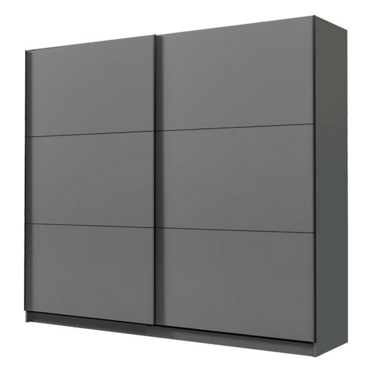 Guardaroba Grande Nero Antracite 8 Ripiani Appendiabiti 217x210h cm, 2 Ante - Piateda