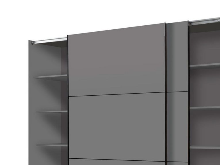 Guardaroba Grande Nero Antracite 8 Ripiani Appendiabiti 217x210h cm, 2 Ante - Piateda