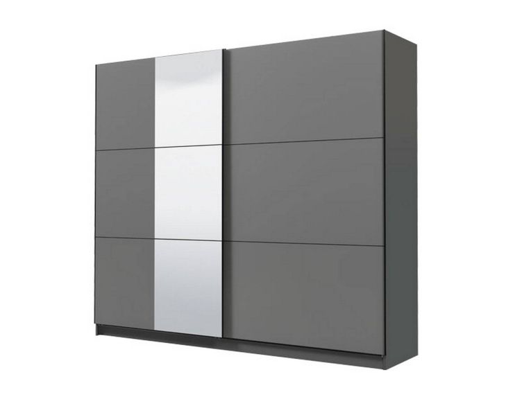Guardaroba Grande Nero Antracite Trasparente Appendiabiti 8 Ripiani 236.5x210h cm, Apertura Scorrevole - Sorgono