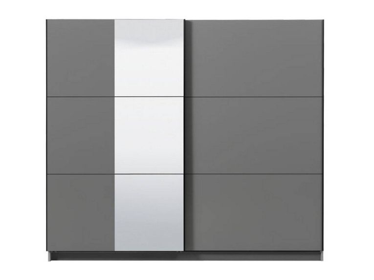 Guardaroba Grande Nero Antracite Trasparente Appendiabiti 8 Ripiani 236.5x210h cm, Apertura Scorrevole - Sorgono