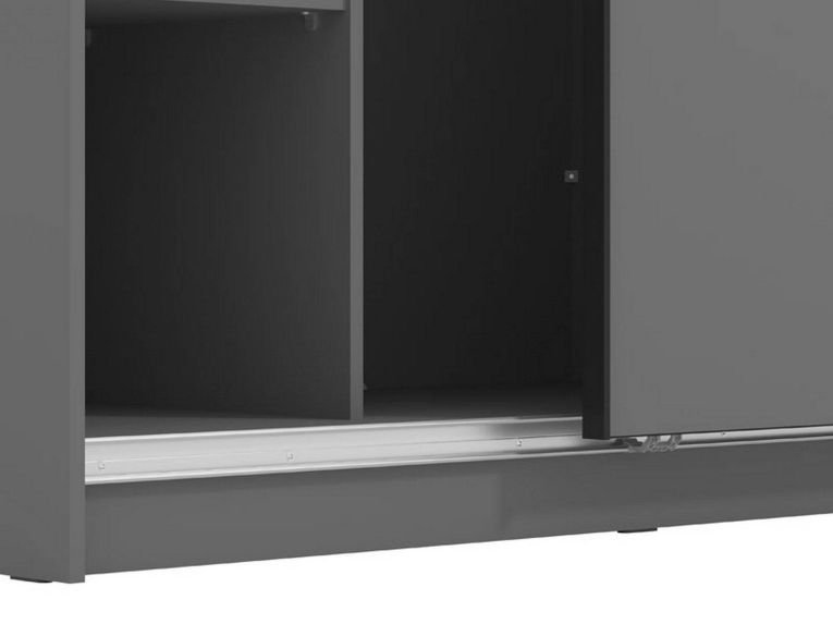 Guardaroba Grande Nero Antracite Trasparente Appendiabiti 8 Ripiani 236.5x210h cm, Apertura Scorrevole - Sorgono