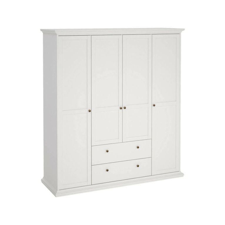 Guardaroba grande Pauline, Mobile camera da letto, Cabina armadio portabiti, Armadio appendiabiti, 181x61 h201 cm, Bianco