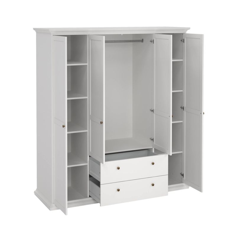 Guardaroba grande Pauline, Mobile camera da letto, Cabina armadio portabiti, Armadio appendiabiti, 181x61 h201 cm, Bianco