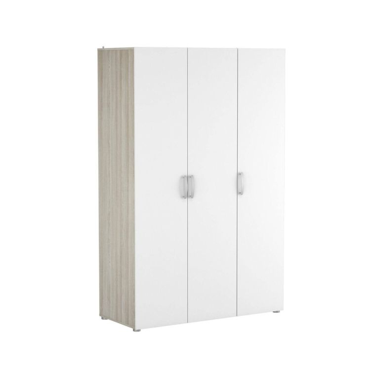 Guardaroba grande Rhone, Mobile camera da letto, Cabina armadio portabiti, Armadio appendiabiti, 119x51 h185 cm, Rovere e Bianco opaco