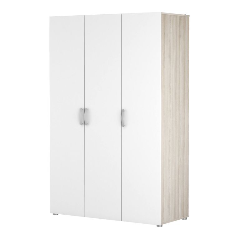 Guardaroba grande Rhone, Mobile camera da letto, Cabina armadio portabiti, Armadio appendiabiti, 119x51 h185 cm, Rovere e Bianco opaco