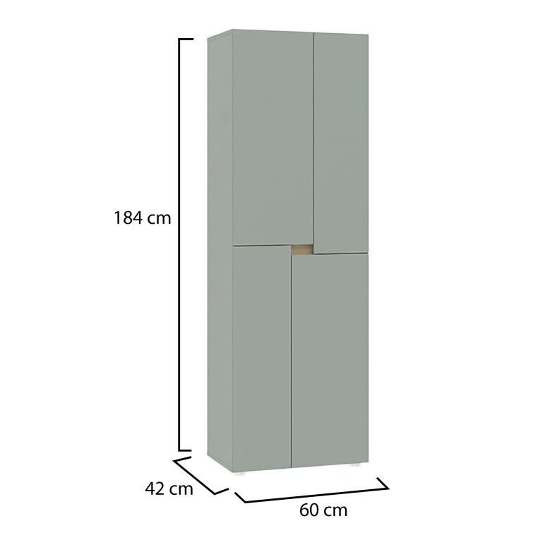 Guardaroba Grande Verde 5 Ripiani Appendiabiti 42x184h cm, Apertura Battente - Lidasime