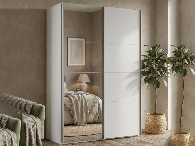 Guardaroba in legno bianco 150x218h cm - Alfano