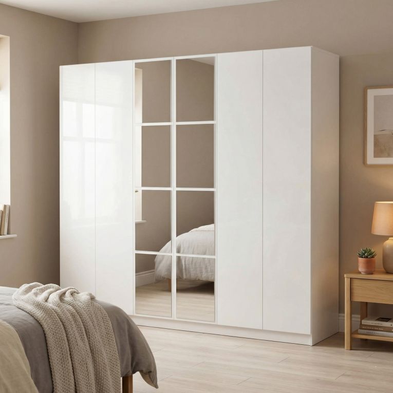 Guardaroba in legno bianco 207x183h cm - Gaja