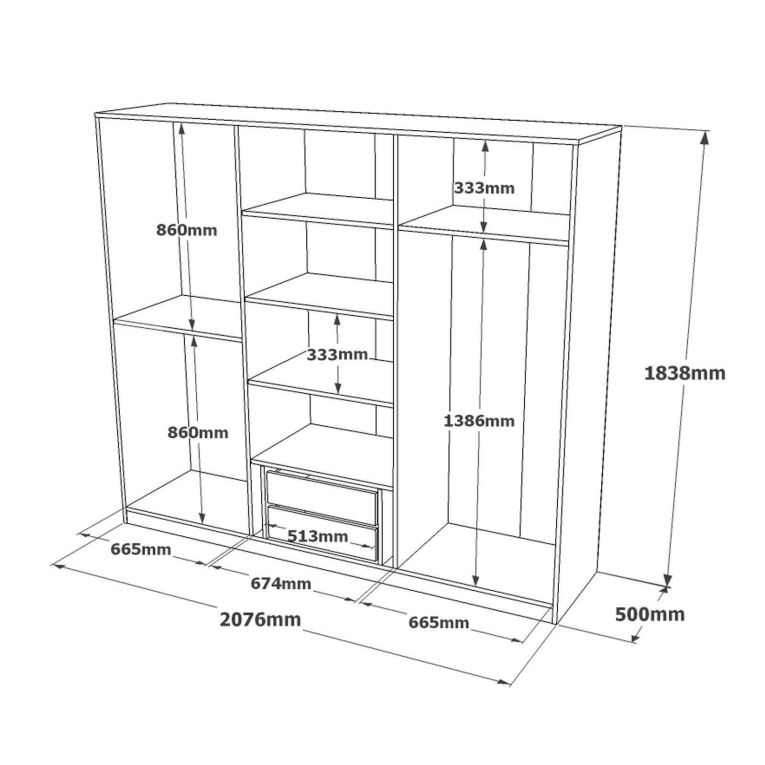 Guardaroba in legno bianco 207x183h cm - Gaja