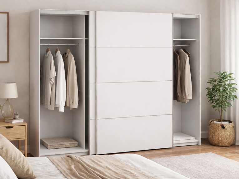Guardaroba in legno bianco 242x201h cm - Acerno
