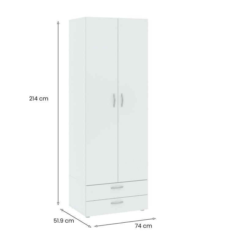 Guardaroba in legno bianco 74x214h cm - Buriasco