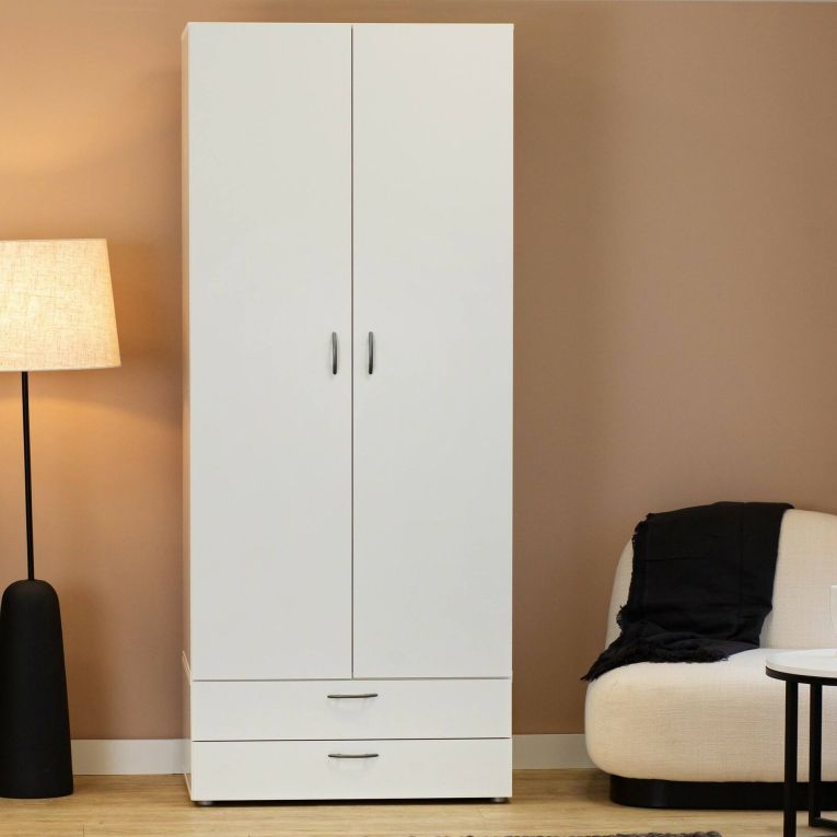 Guardaroba in legno bianco 74x214h cm - Buriasco