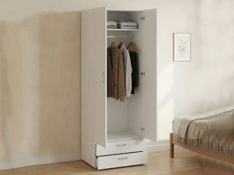 Guardaroba in legno bianco 74x214h cm - Buriasco