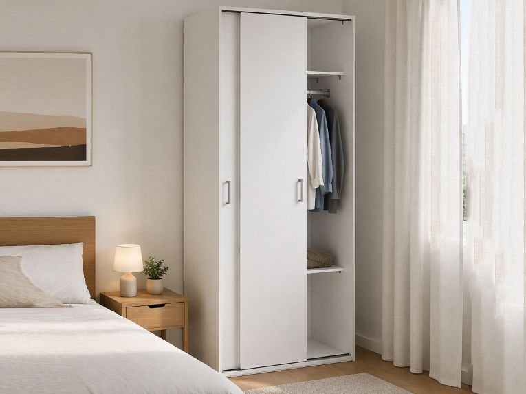 Guardaroba in legno bianco 77x175h cm - Cindy
