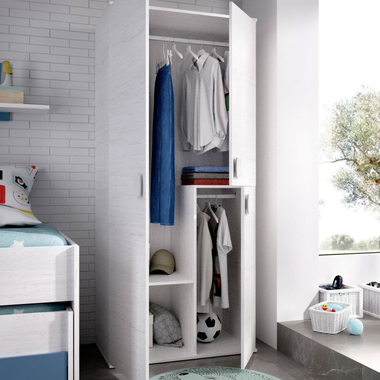 Guardaroba in legno bianco 90x202h cm - Abu