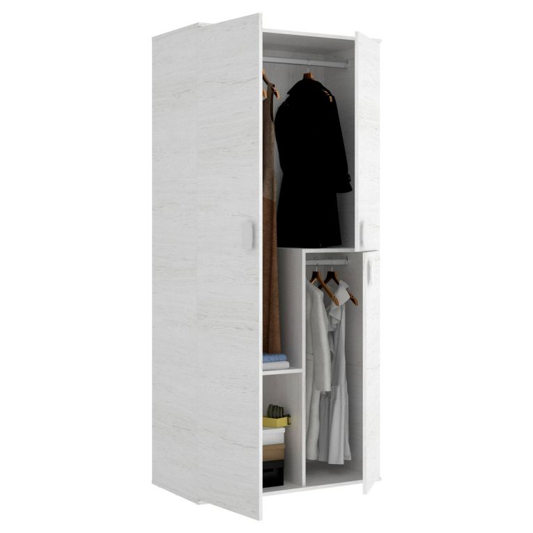 Guardaroba in legno bianco 90x202h cm - Abu