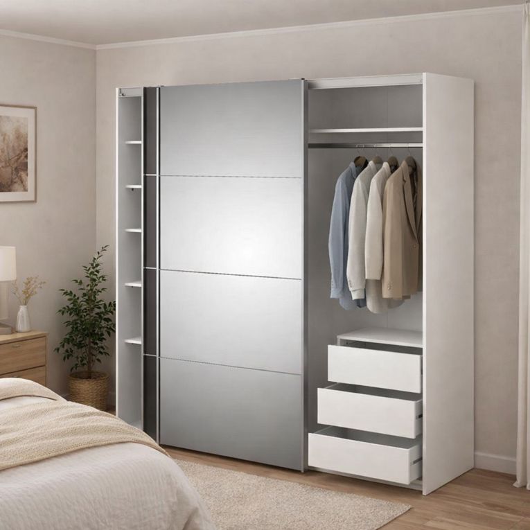 Guardaroba in legno bianco e grigio 182x201h cm - Angri