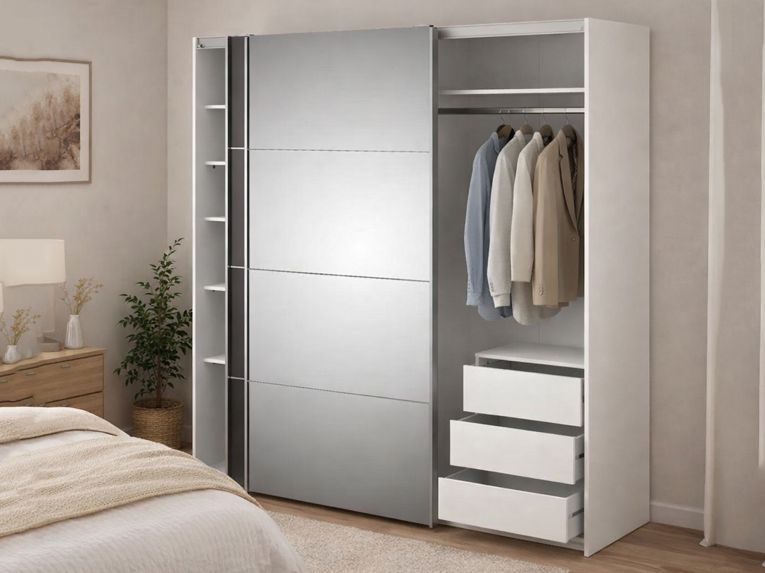Guardaroba in legno bianco e grigio 182x201h cm - Angri