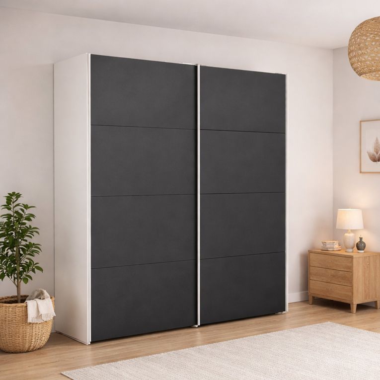 Guardaroba in legno bianco e nero 182x220h cm - Paeng