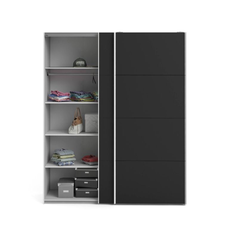 Guardaroba in legno bianco e nero 182x220h cm - Paeng