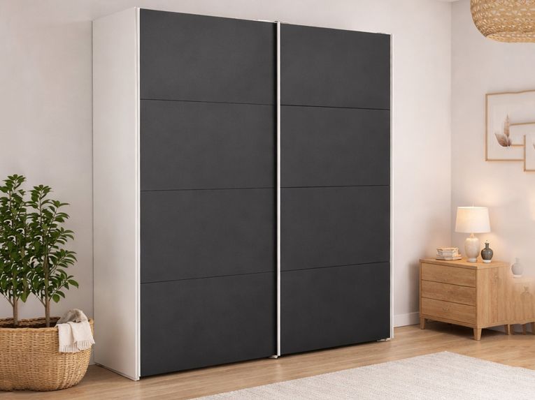 Guardaroba in legno bianco e nero 182x220h cm - Paeng