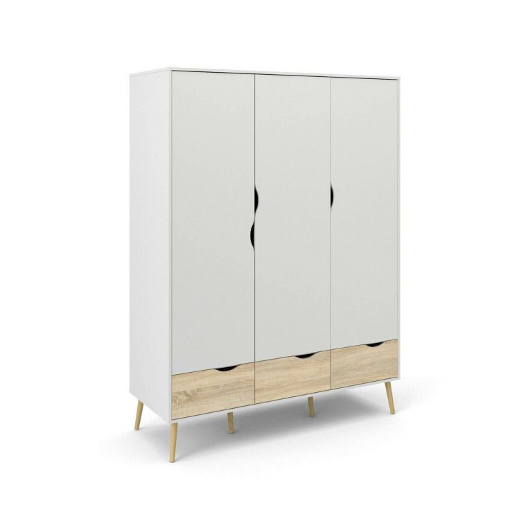 Guardaroba in legno bianco e quercia 147x200h cm - Devota