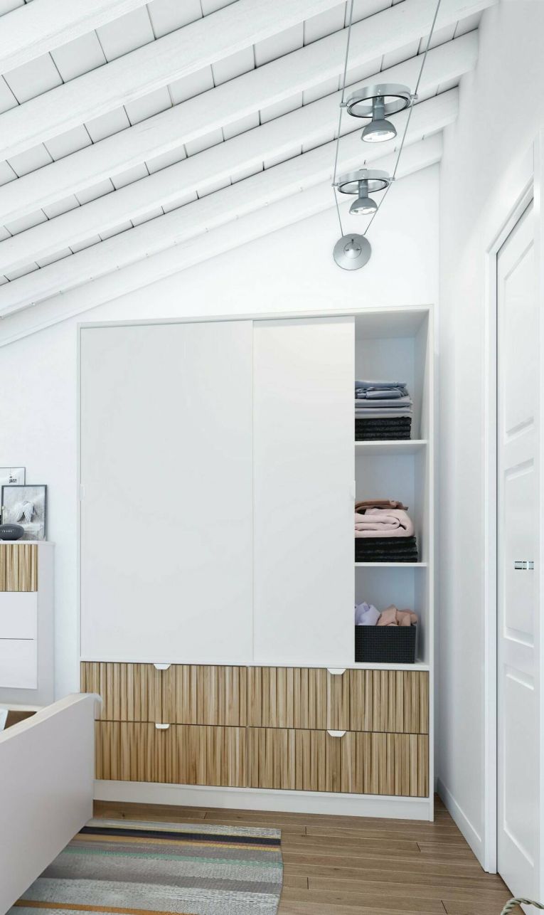 Guardaroba in legno bianco e rovere 140x200h cm - Ineng