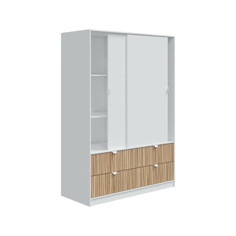 Guardaroba in legno bianco e rovere 140x200h cm - Ineng