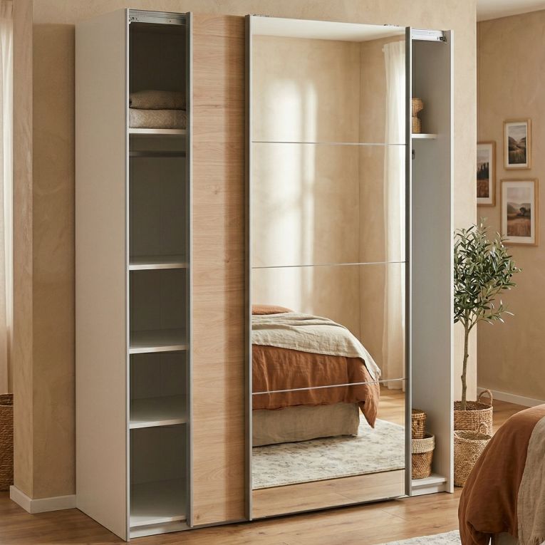 Guardaroba in legno bianco e rovere 150x200h cm - Seraphine