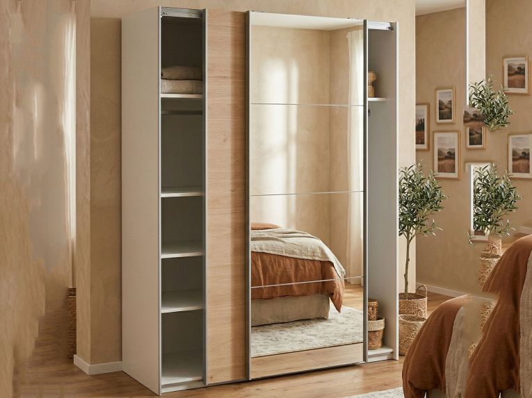 Guardaroba in legno bianco e rovere 150x200h cm - Seraphine