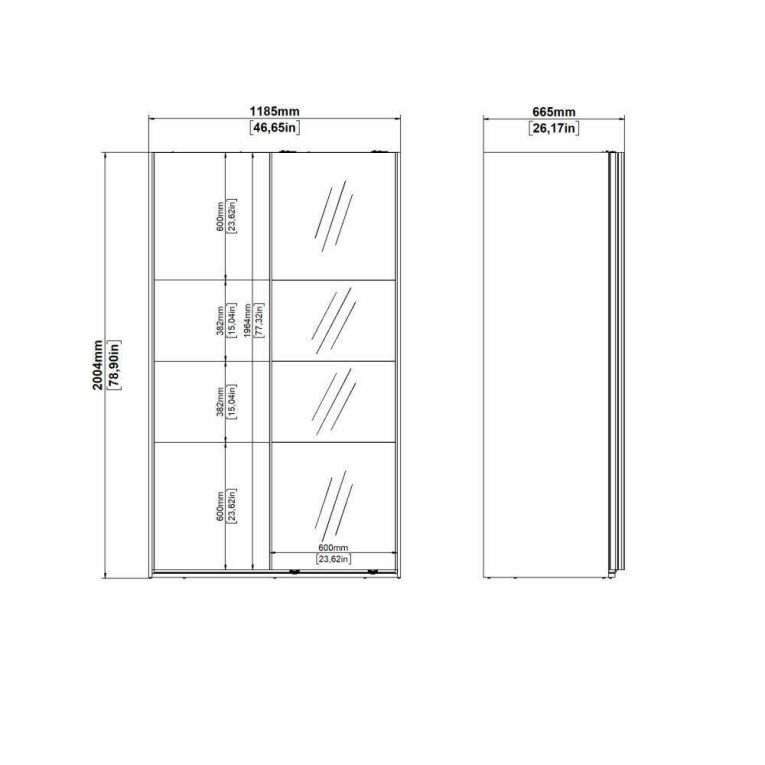 Guardaroba in legno bianco e trasparente 118x200h cm - Teheran