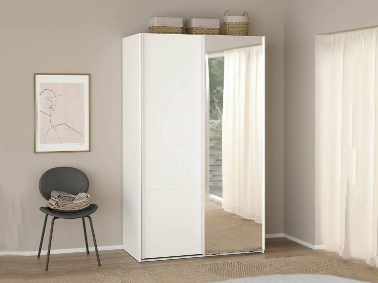 Guardaroba in legno bianco e trasparente 118x200h cm - Teheran