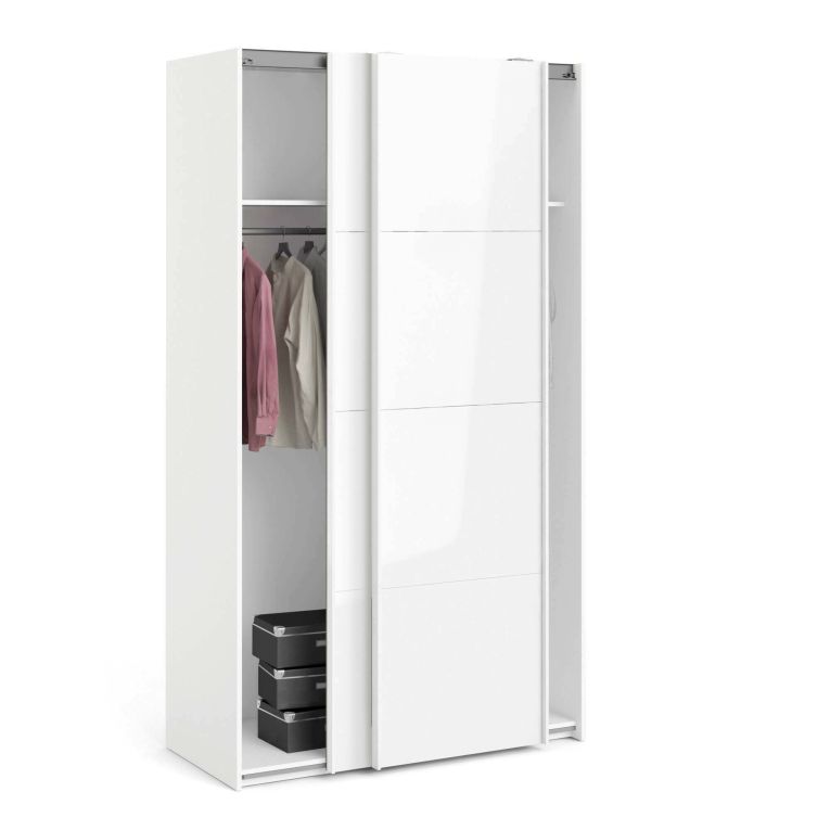 Guardaroba in legno bianco lucido 122x220h cm - Adria