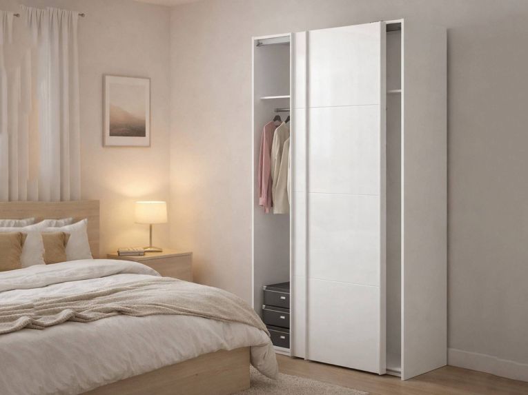 Guardaroba in legno bianco lucido 122x220h cm - Adria