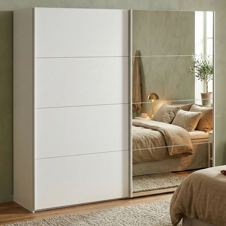 Guardaroba in legno bianco lucido 242x220h cm - Catalina