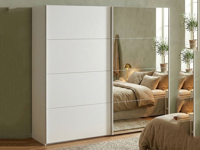 Guardaroba in legno bianco lucido 242x220h cm - Catalina