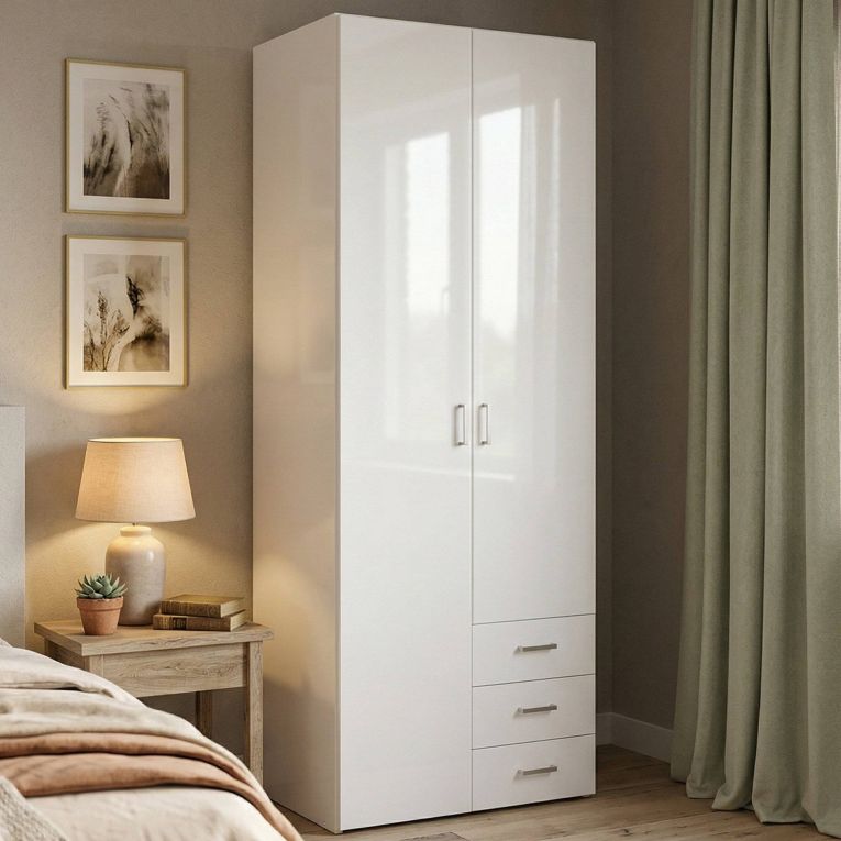 Guardaroba in legno bianco lucido 77x200h cm - Apollina