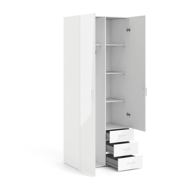 Guardaroba in legno bianco lucido 77x200h cm - Apollina