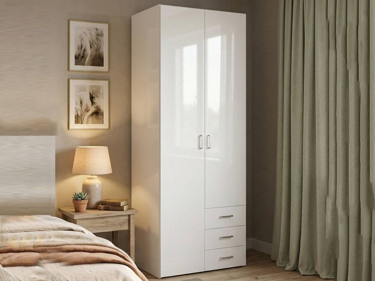 Guardaroba in legno bianco lucido 77x200h cm - Apollina