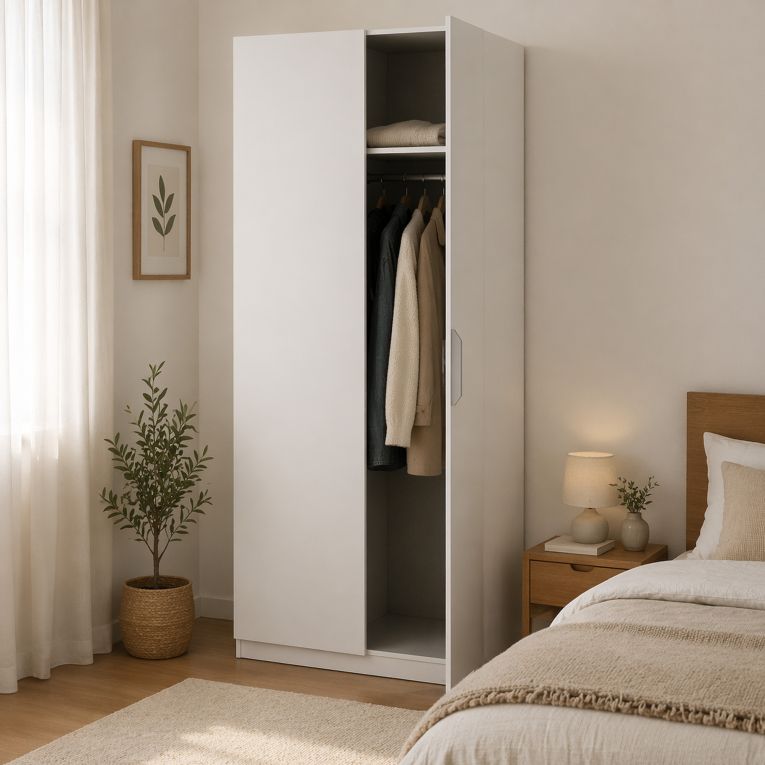 Guardaroba in legno bianco opaco 79x203h cm - Fioretta