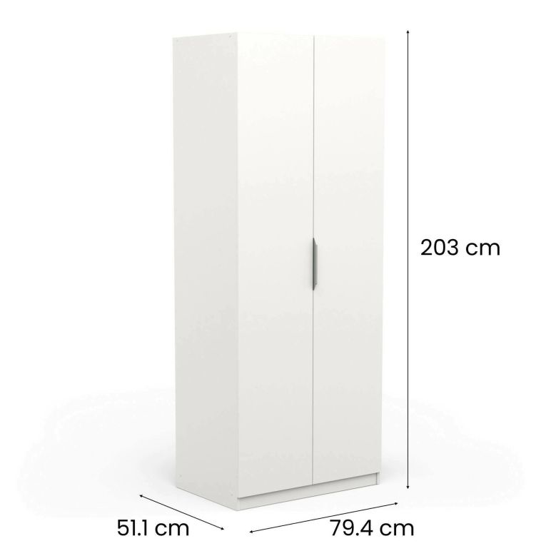 Guardaroba in legno bianco opaco 79x203h cm - Fioretta