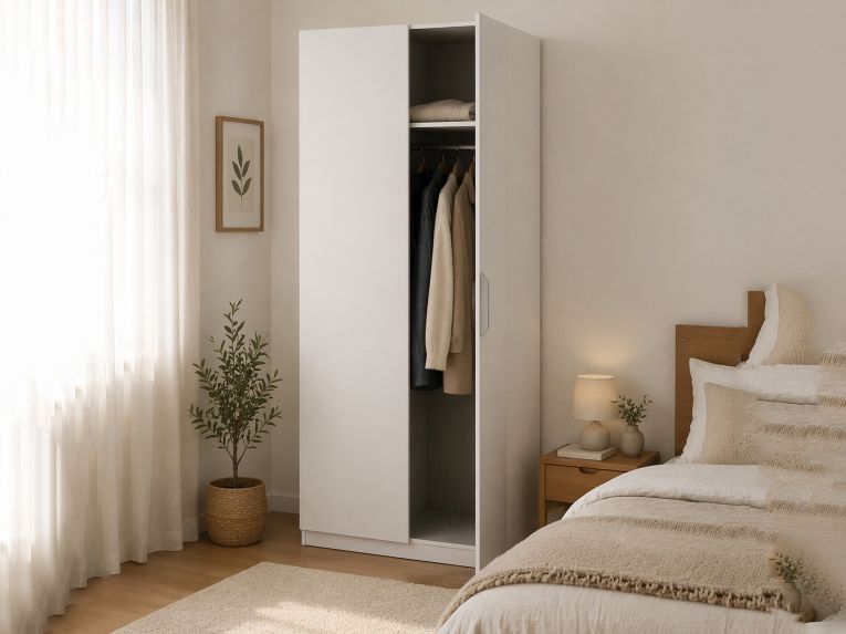 Guardaroba in legno bianco opaco 79x203h cm - Fioretta