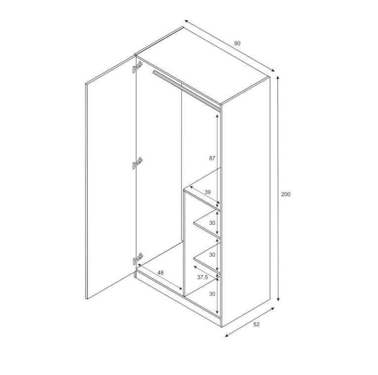 Guardaroba in legno grigio e cemento 90x200h cm - Aronia