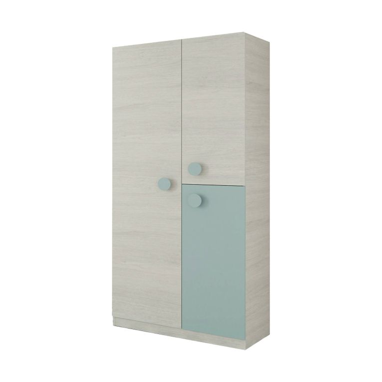 Guardaroba in legno grigio e verde acqua 90x200h cm - Aronia