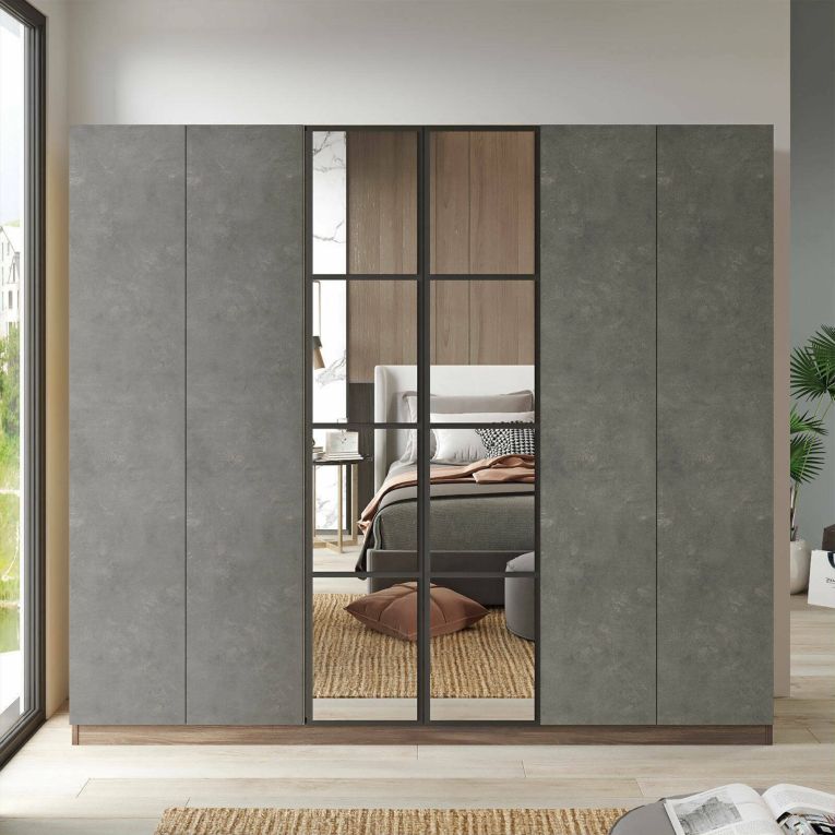 Guardaroba in legno marrone e grigio 207x183h cm - Gaja